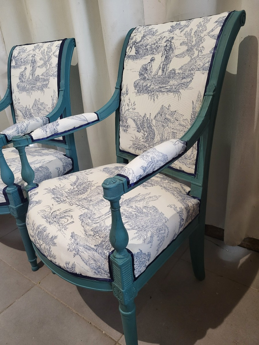 Paire de fauteuils  estampillés H.JACOB époque Directoire XVIII e-photo-3