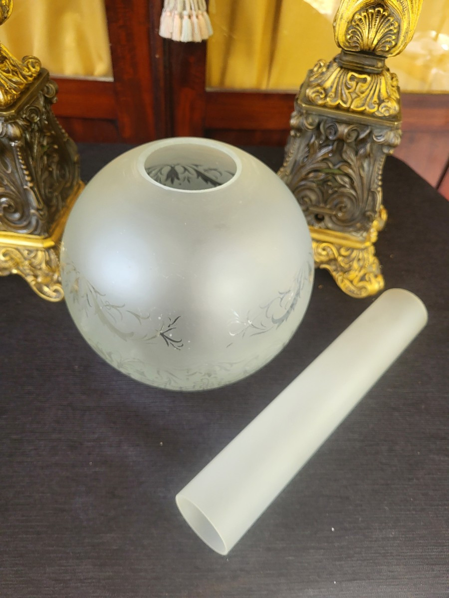 Pair Of Large Carcel Lamps With Mechanism, Restoration Period, H 92cm-photo-1