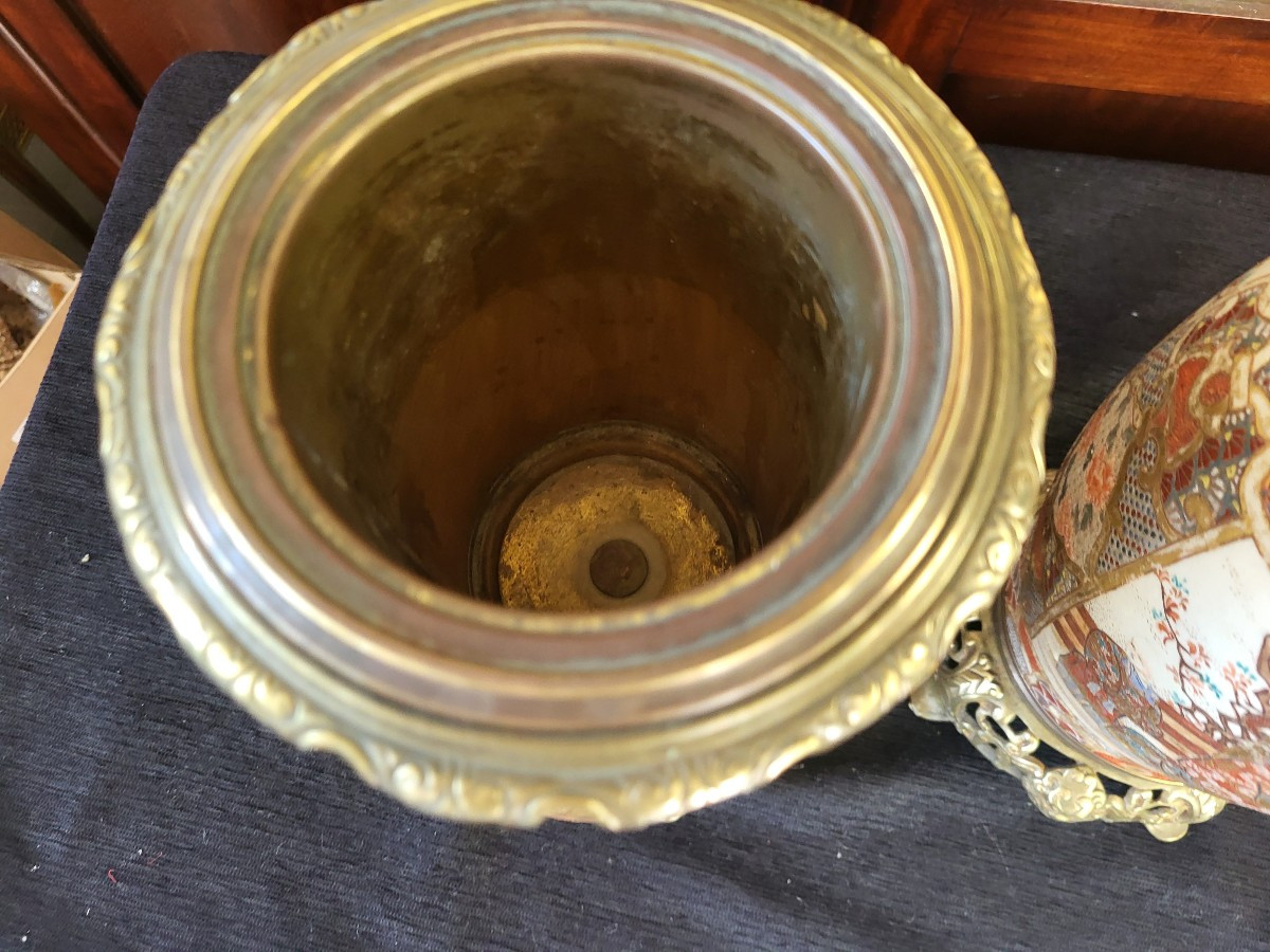 Paire de vases montés  bronze Satzuma époque  Meiji XIXe siècle -photo-3