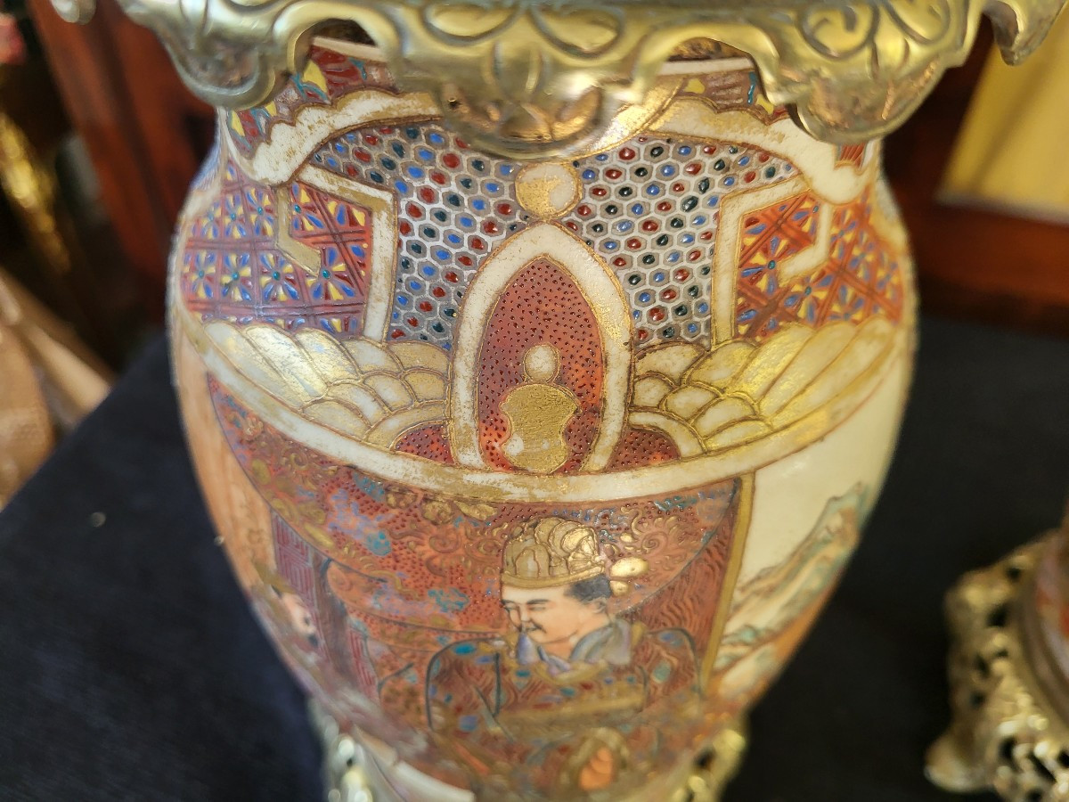 Paire de vases montés  bronze Satzuma époque  Meiji XIXe siècle -photo-5