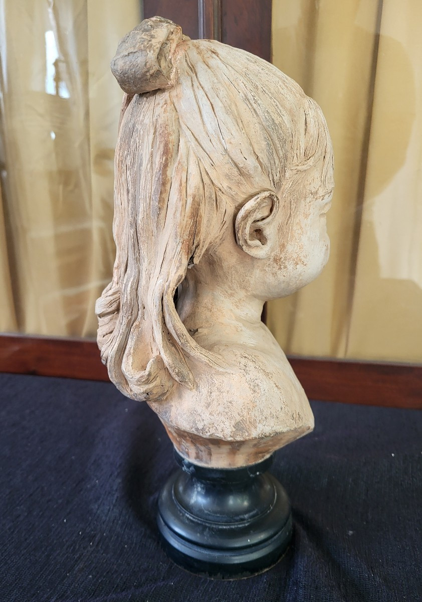 Bust Of A Little Girl In Terracotta Sg And Dated 1847(?)h37-photo-2