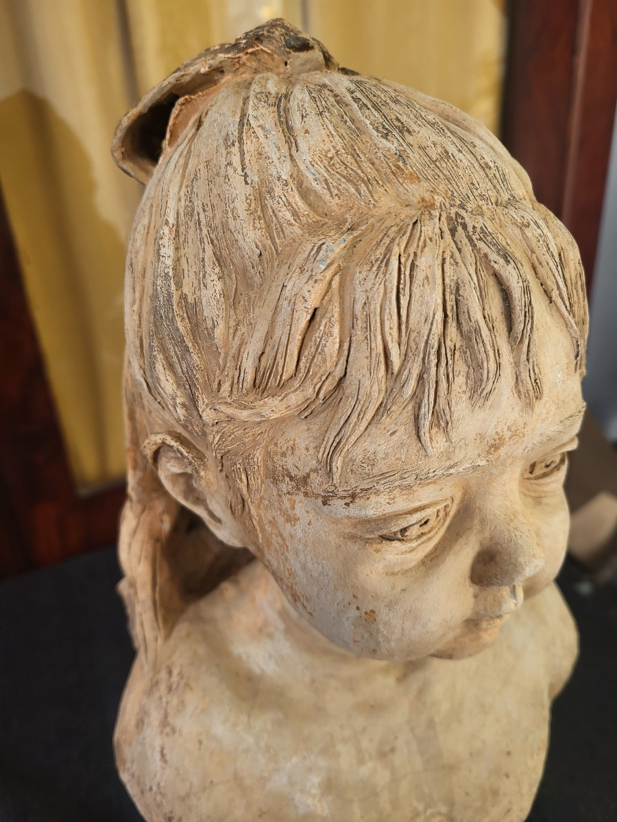 Bust Of A Little Girl In Terracotta Sg And Dated 1847(?)h37-photo-5