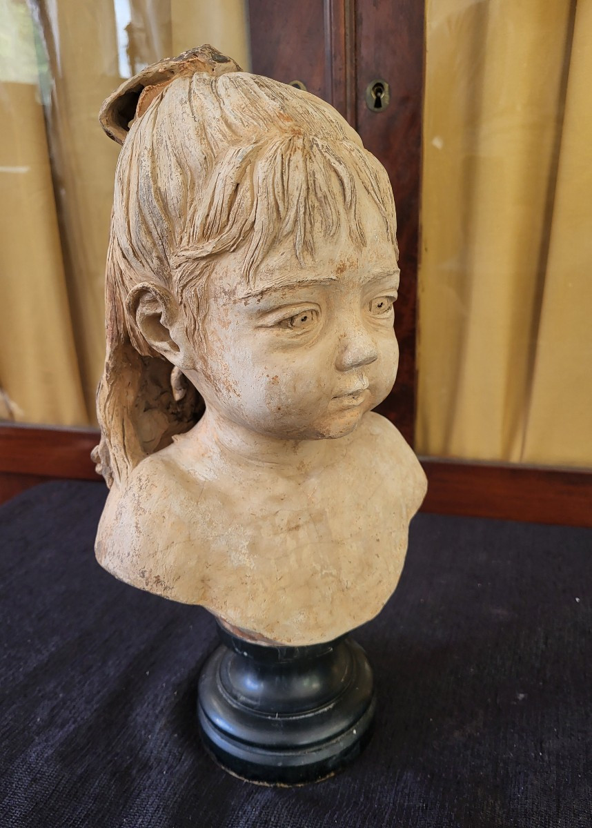 Bust Of A Little Girl In Terracotta Sg And Dated 1847(?)h37
