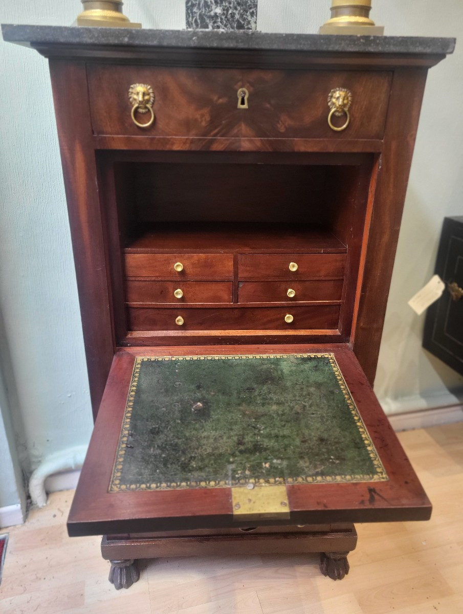 Small Secretary Stamped Jacob D. Rue Meslee-photo-2