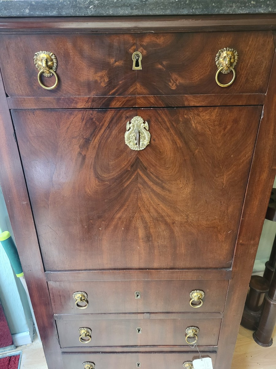 Small Secretary Stamped Jacob D. Rue Meslee-photo-3