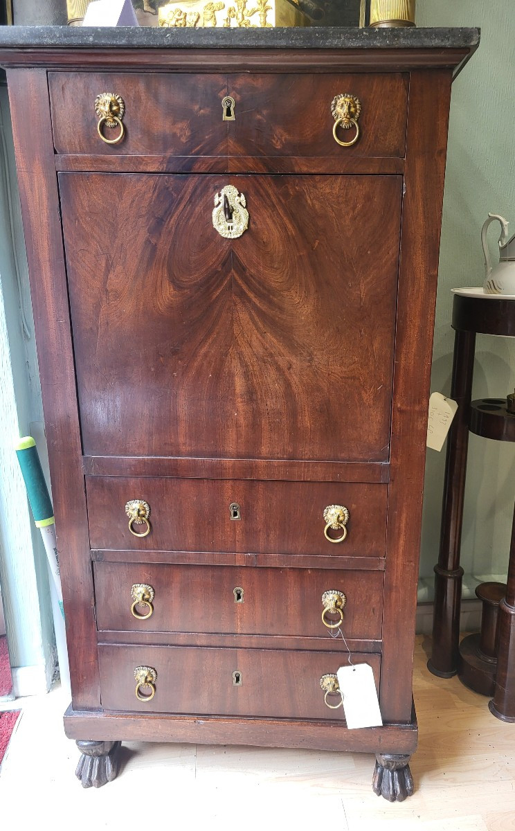 Small Secretary Stamped Jacob D. Rue Meslee-photo-8