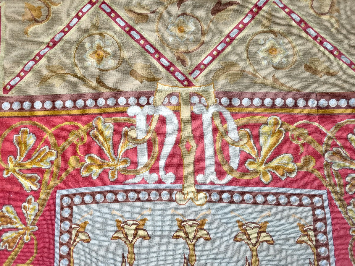 Pair Of 19th Century Door Tapestries With Stitches H300-photo-3