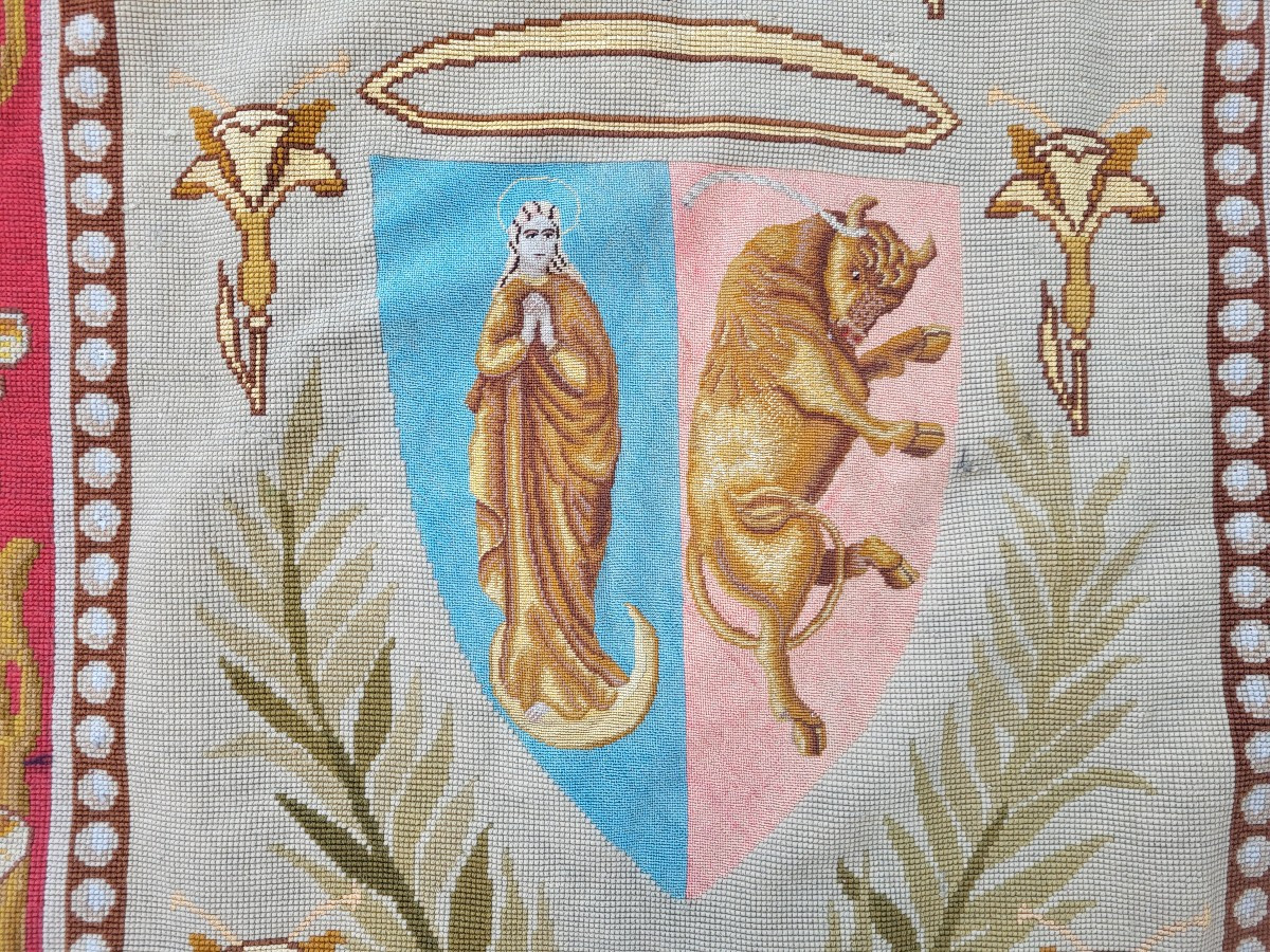 Pair Of 19th Century Door Tapestries With Stitches H300-photo-4