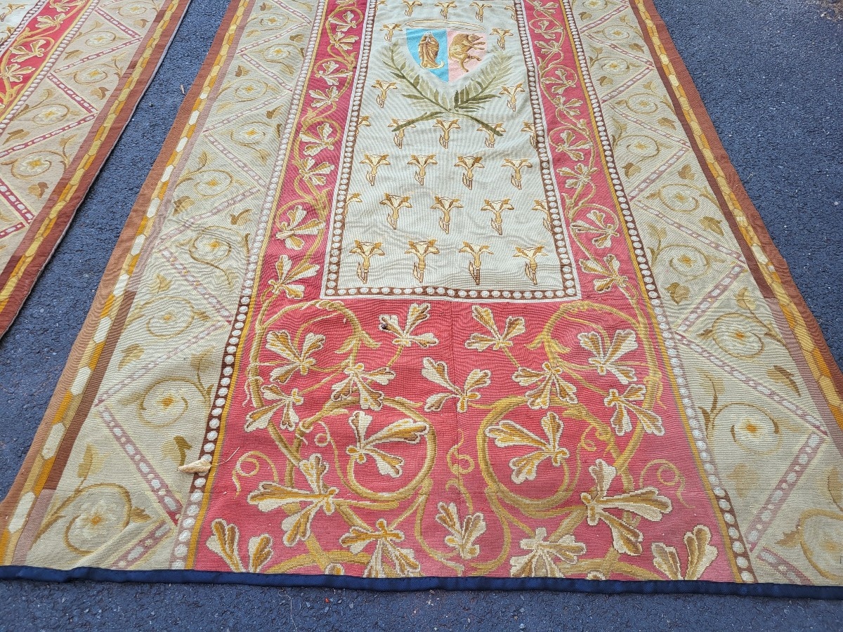 Pair Of 19th Century Door Tapestries With Stitches H300-photo-3