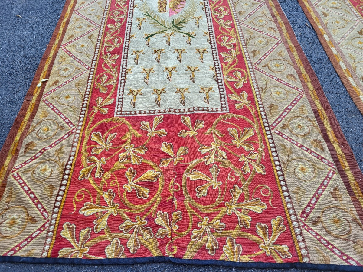 Pair Of 19th Century Door Tapestries With Stitches H300-photo-6