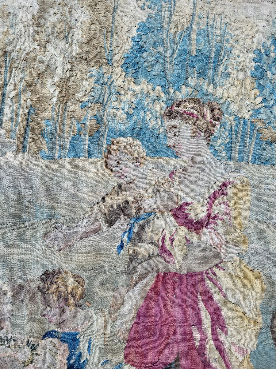 Aubusson Tapestry "the Merchant Of Forget-me-no Cakests" By Huet, 18th Century -photo-3