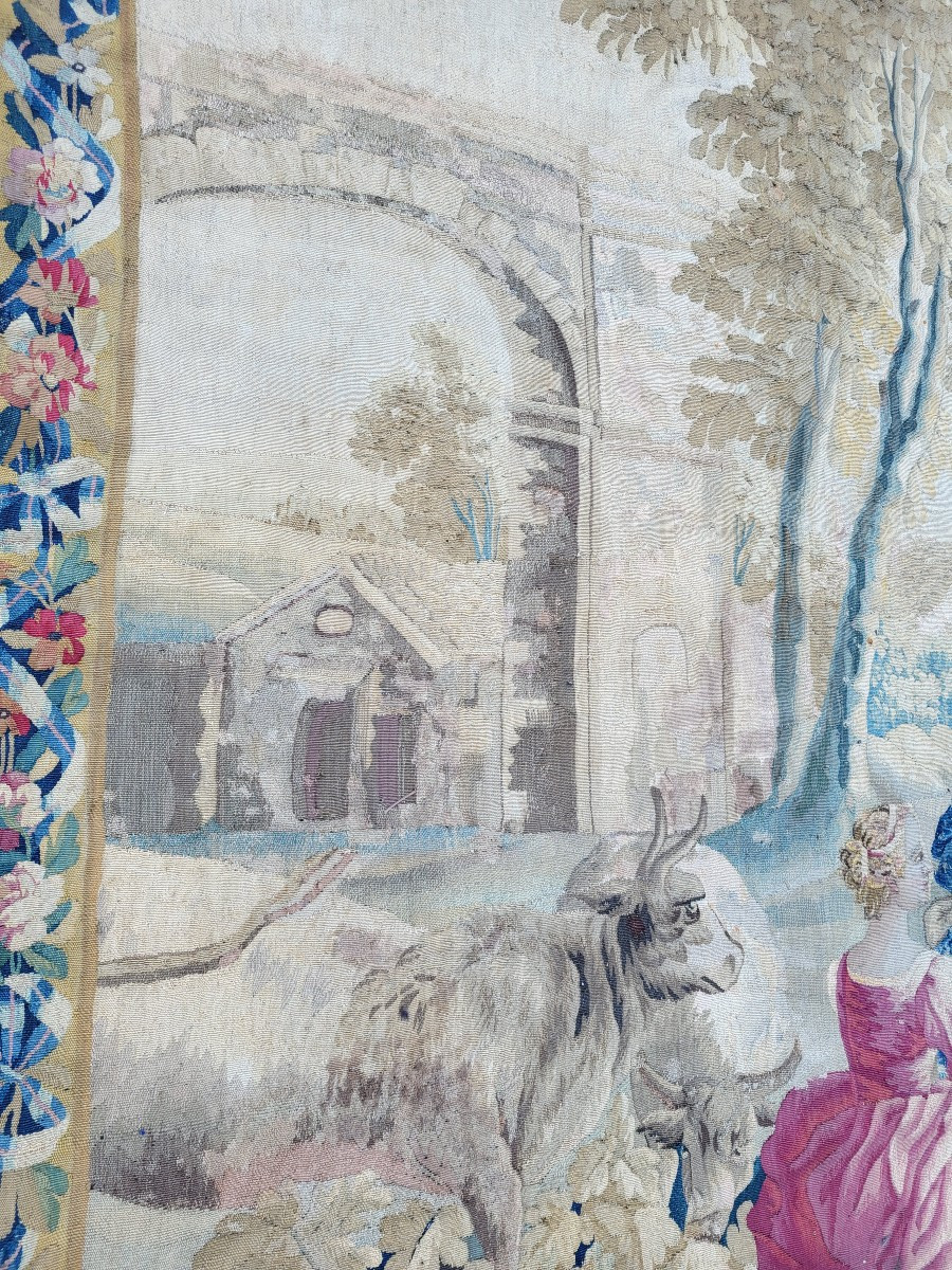 Aubusson Tapestry "the Merchant Of Forget-me-no Cakests" By Huet, 18th Century -photo-6