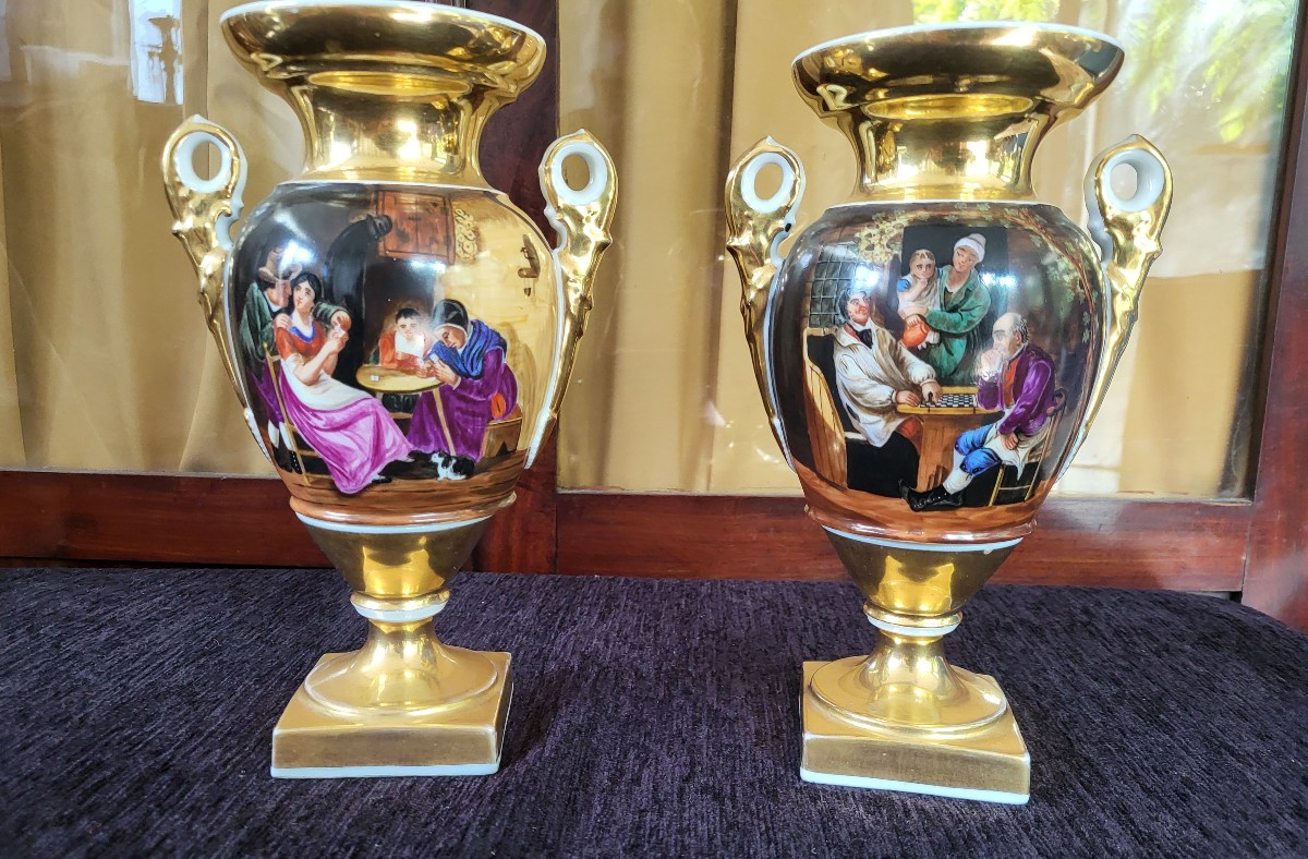 Pair Of Paris Porcelain Vases, Early 19th Century -photo-5