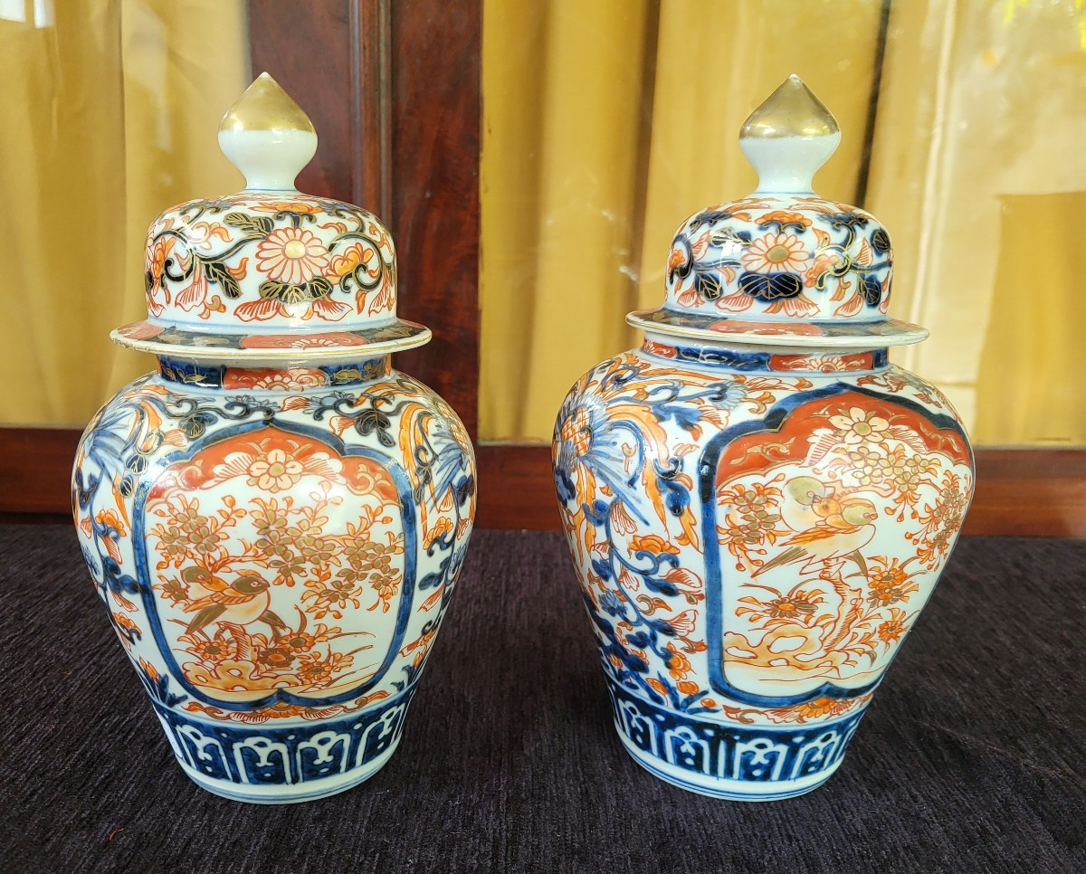 Pair Of Imari Porcelain Vases, Meiji Period, Japan 