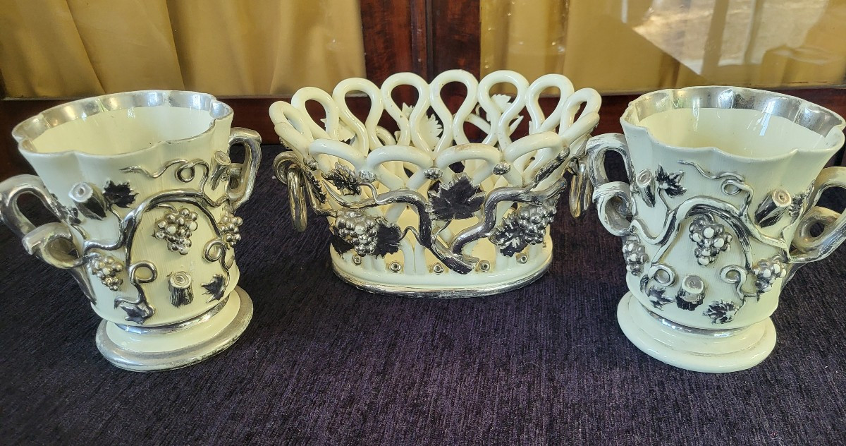 Garniture faience  de Langeais époque XIXe siècle 