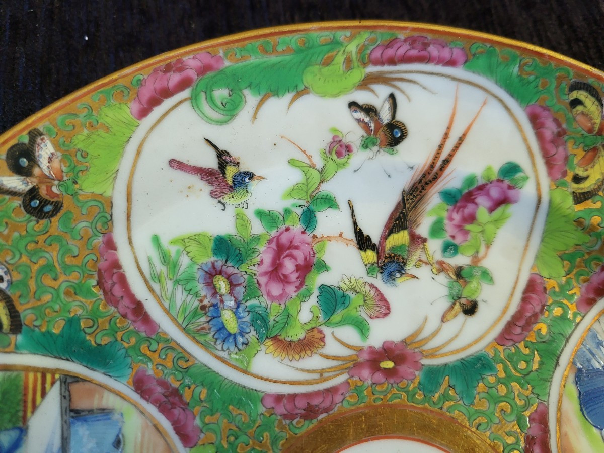 Set Of Six Canton Porcelain Plates, China, 19th Century -photo-3