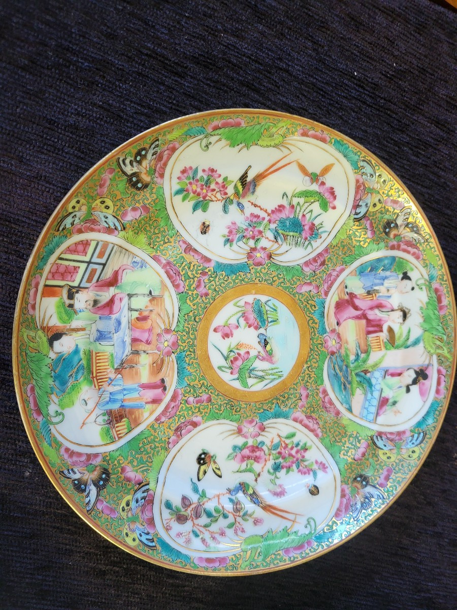 Set Of Six Canton Porcelain Plates, China, 19th Century -photo-4