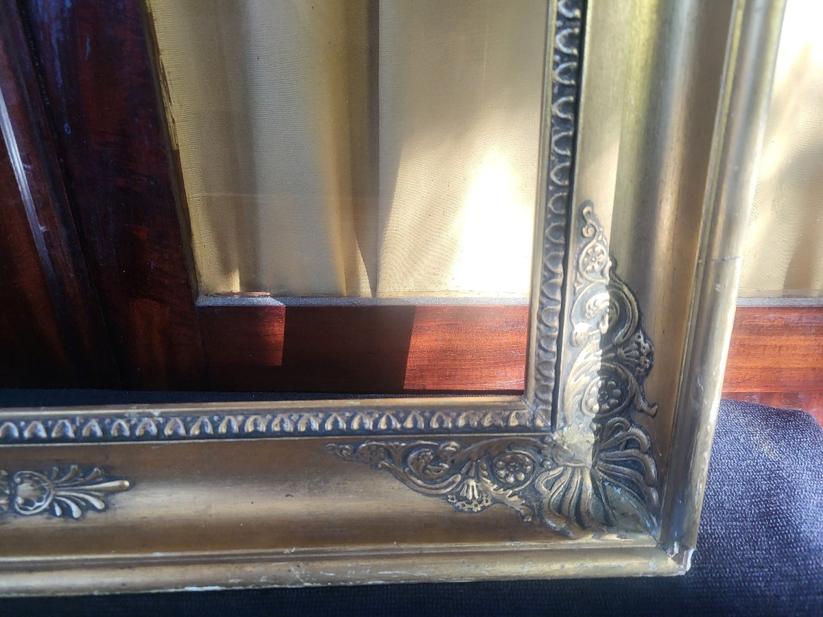Large Wooden And Gilded Stucco Frame, 19th-century Restoration Period -photo-2