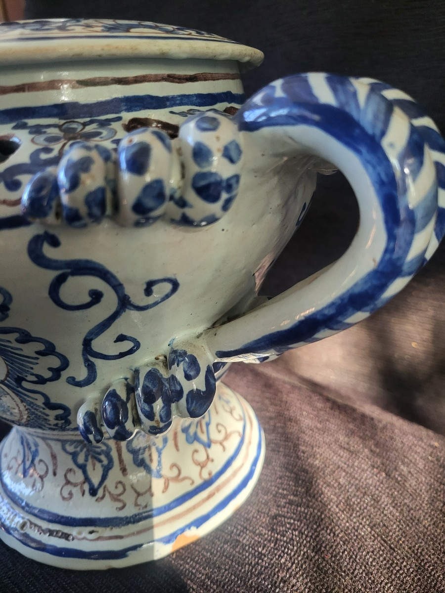 Nevers Earthenware Potpourri Bowl, 17th Century-photo-5