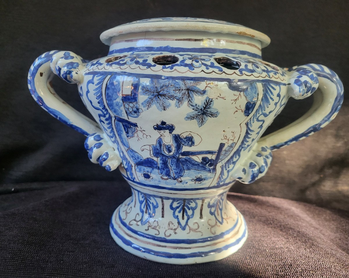 Nevers Earthenware Potpourri Bowl, 17th Century