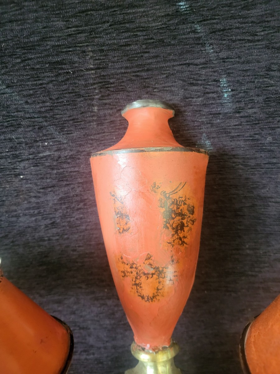 Pair Of Quinquet Wall Lights, Painted Sheet Metal, 19th Century -photo-5