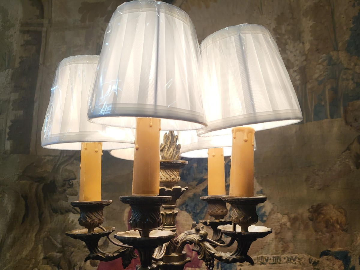 Grand  candélabre lampe 5 feux époque Restauration -photo-2