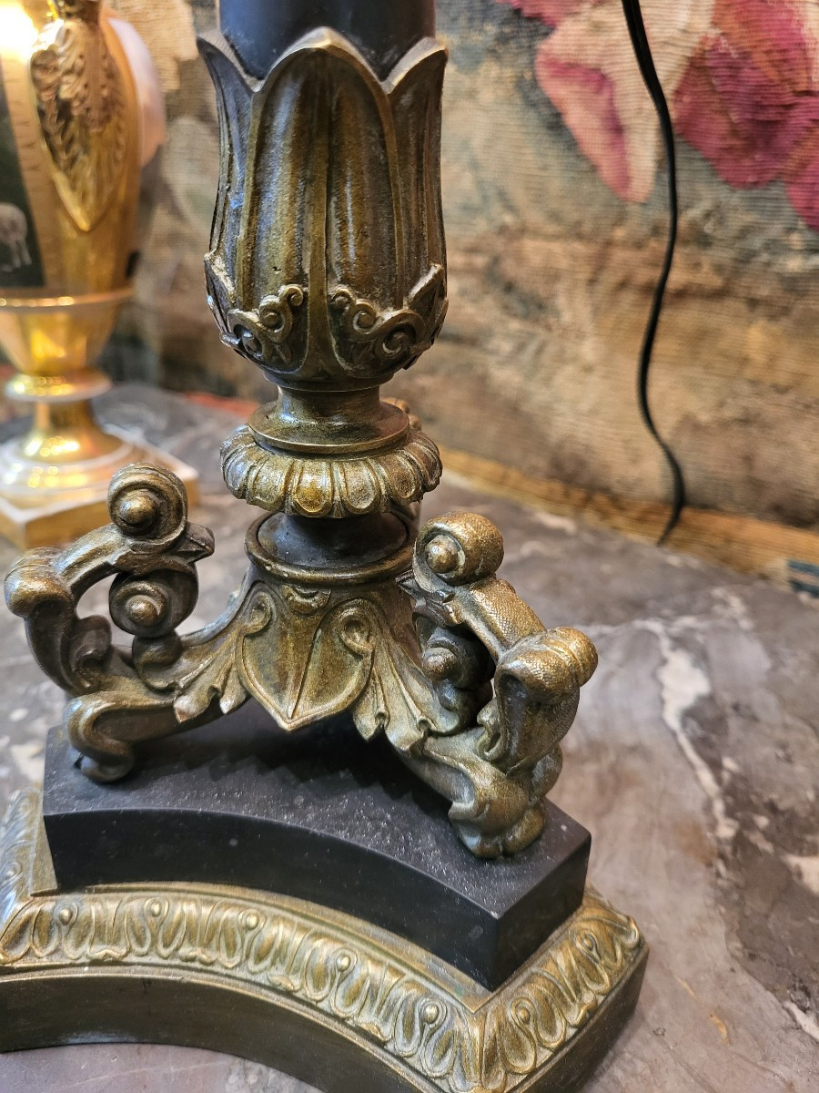 Grand  candélabre lampe 5 feux époque Restauration -photo-3