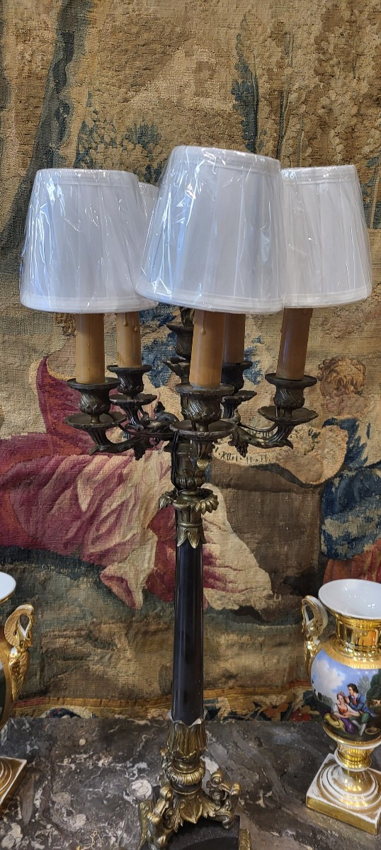Grand  candélabre lampe 5 feux époque Restauration -photo-4
