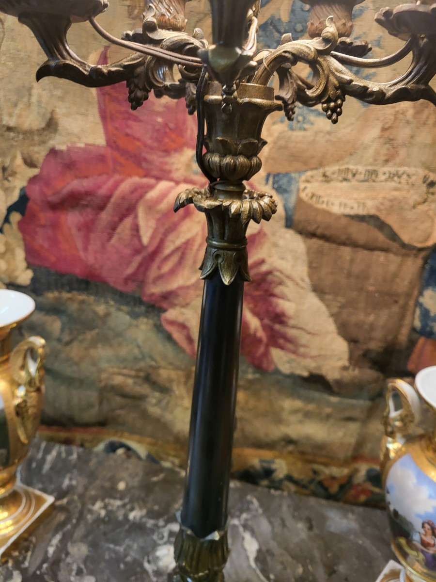 Grand  candélabre lampe 5 feux époque Restauration -photo-2