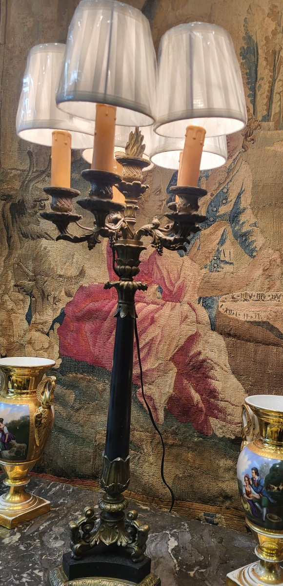 Grand  candélabre lampe 5 feux époque Restauration -photo-3