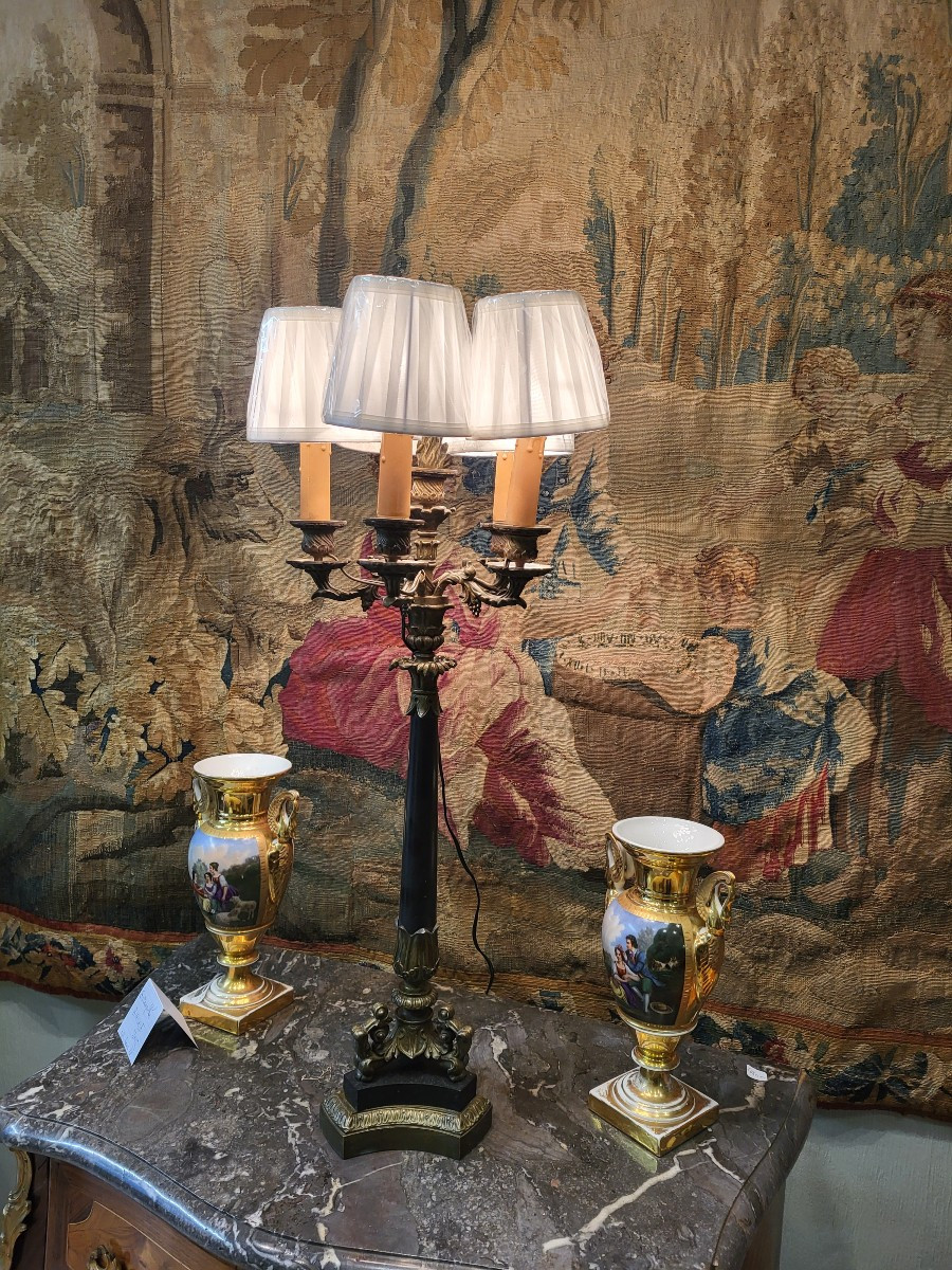 Grand  candélabre lampe 5 feux époque Restauration -photo-4