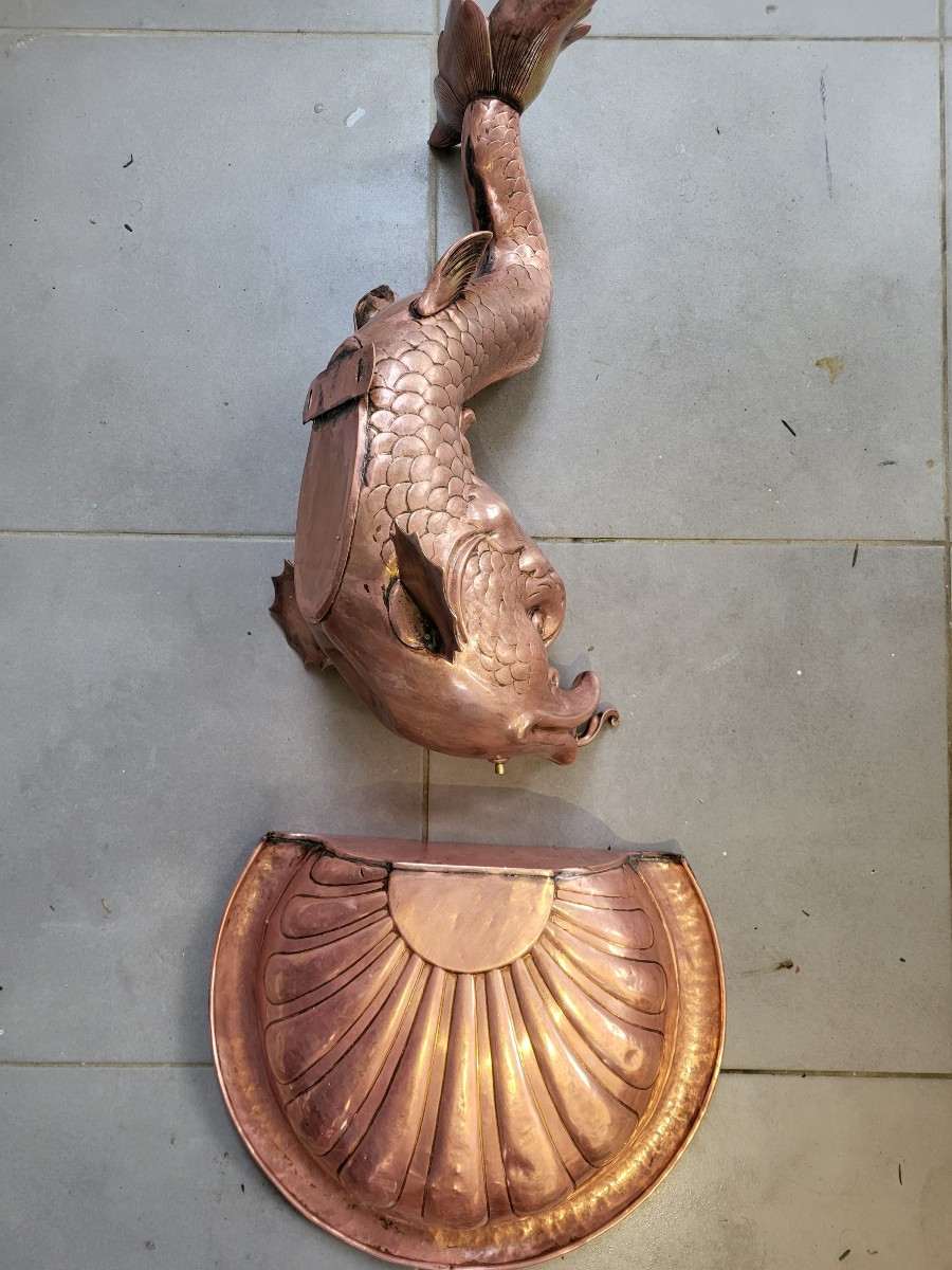 Grande fontaine murale au Triton fin XVIII e début  XIXe siècle -photo-2