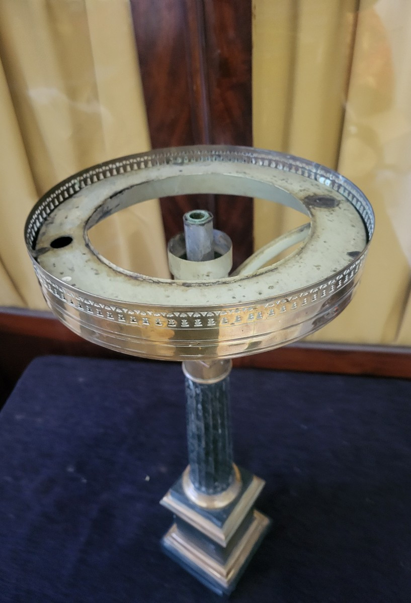 Carcel Lamp And Its Empire Period Glass Shade, H 61cm-photo-3