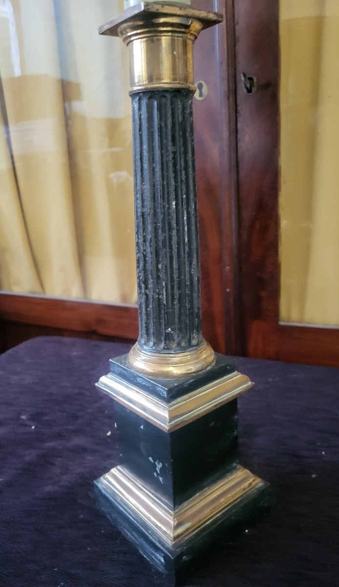 Carcel Lamp And Its Empire Period Glass Shade, H 61cm-photo-5