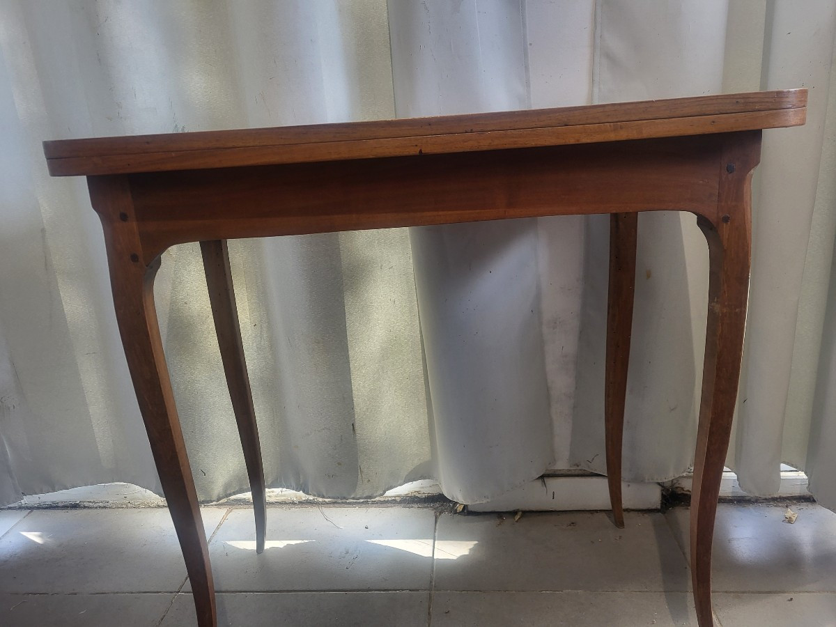 Table a jeu console bois fruitier Louis XV  époque XIXe -photo-7