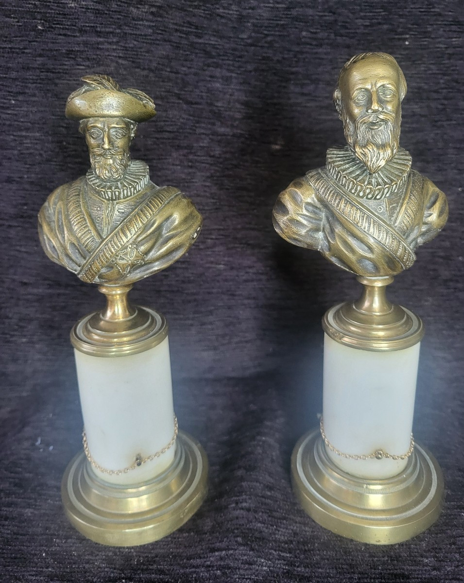 Pair Of Busts Of Henri IV And Sully, 19th Century 