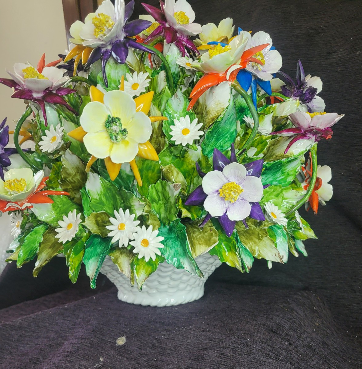 Large Capodimonte Floral Porcelain Early 20th Century 50cm-photo-6