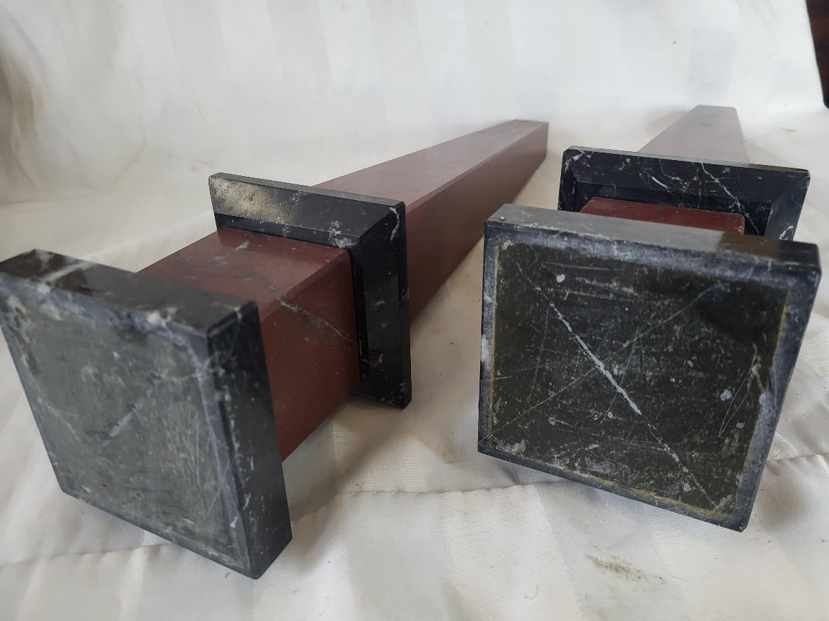 Pair Of Marble Obelisks, Italy, 19th Century, H 47.5cm-photo-3