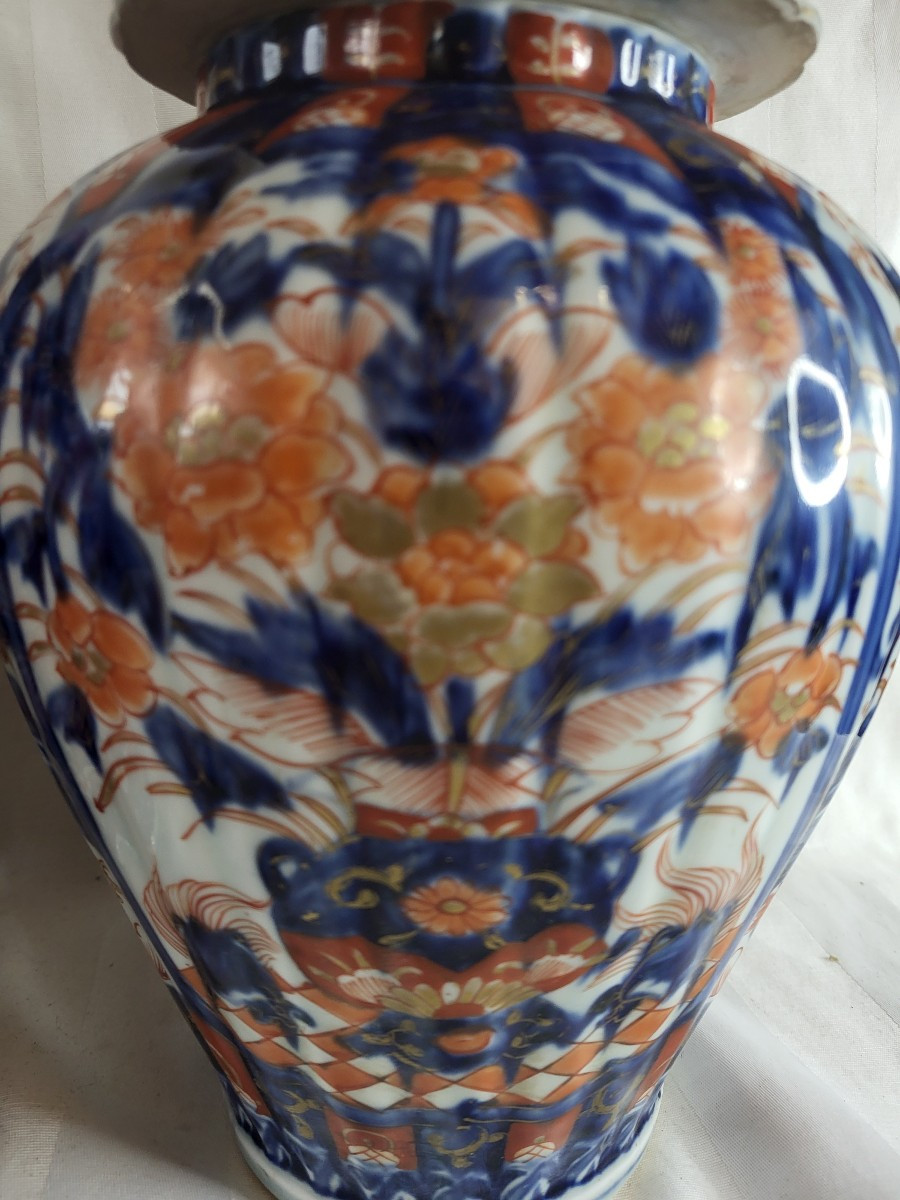 Paire de potiches  porcelaine Imari  Japon XIXe H41cm-photo-4