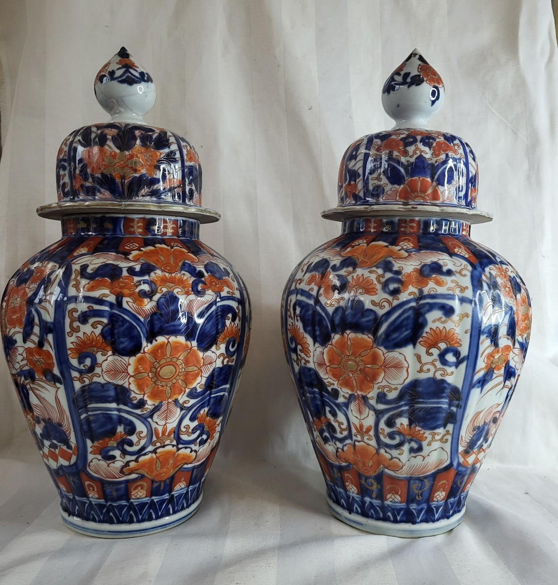 Paire de potiches  porcelaine Imari  Japon XIXe H41cm-photo-4