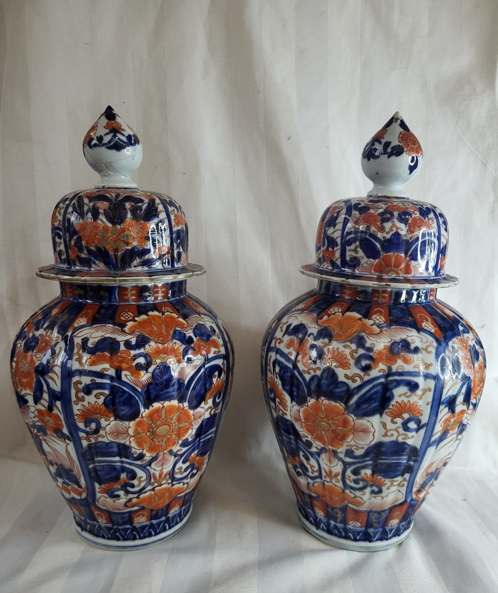 Paire de potiches  porcelaine Imari  Japon XIXe H41cm-photo-7