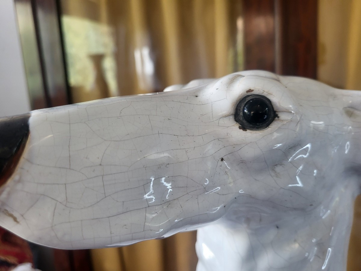 Large Earthenware Dog, 19th Century -photo-4