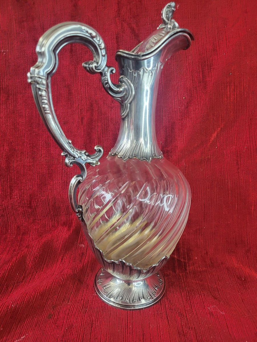Aiguiere  en argent  Minerve et cristal  époque XIXe siècle -photo-2