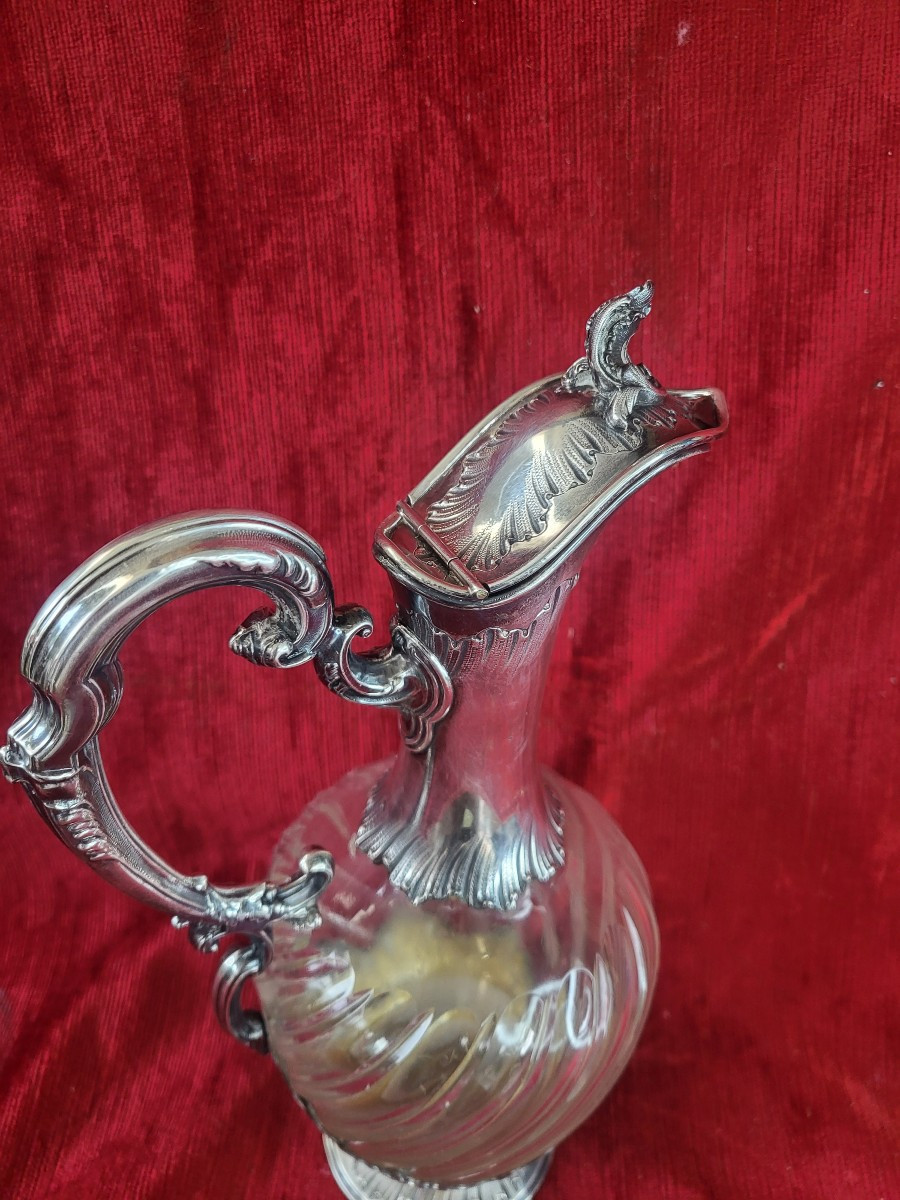 Aiguiere  en argent  Minerve et cristal  époque XIXe siècle -photo-3