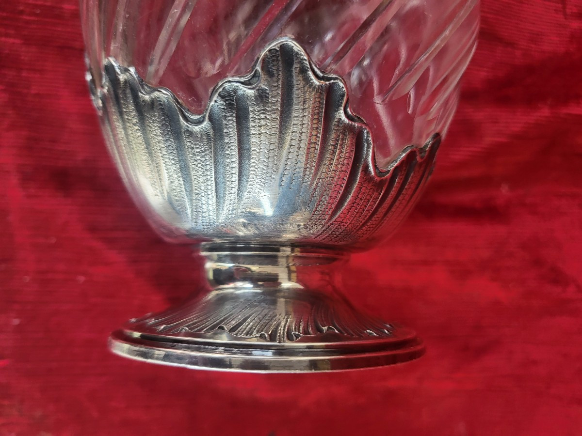 Aiguiere  en argent  Minerve et cristal  époque XIXe siècle -photo-1