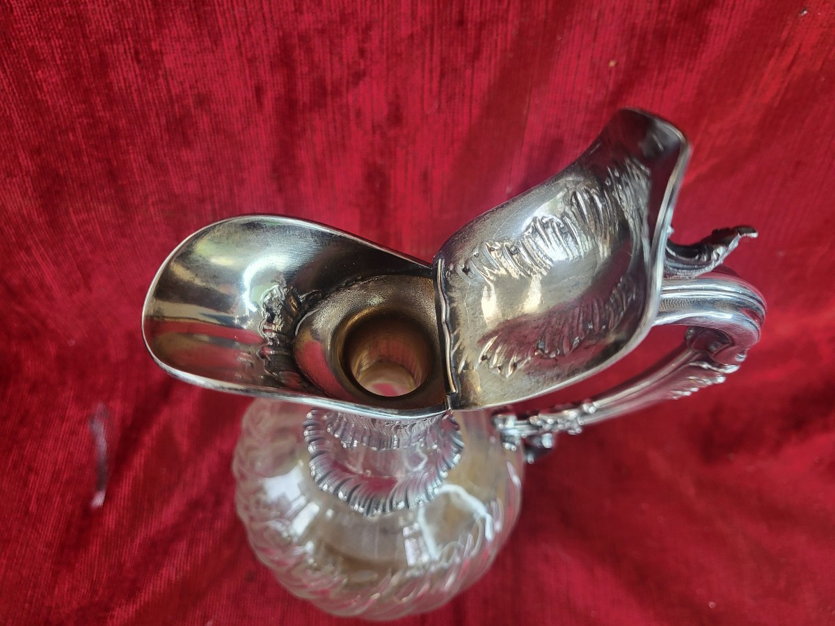 Aiguiere  en argent  Minerve et cristal  époque XIXe siècle -photo-6