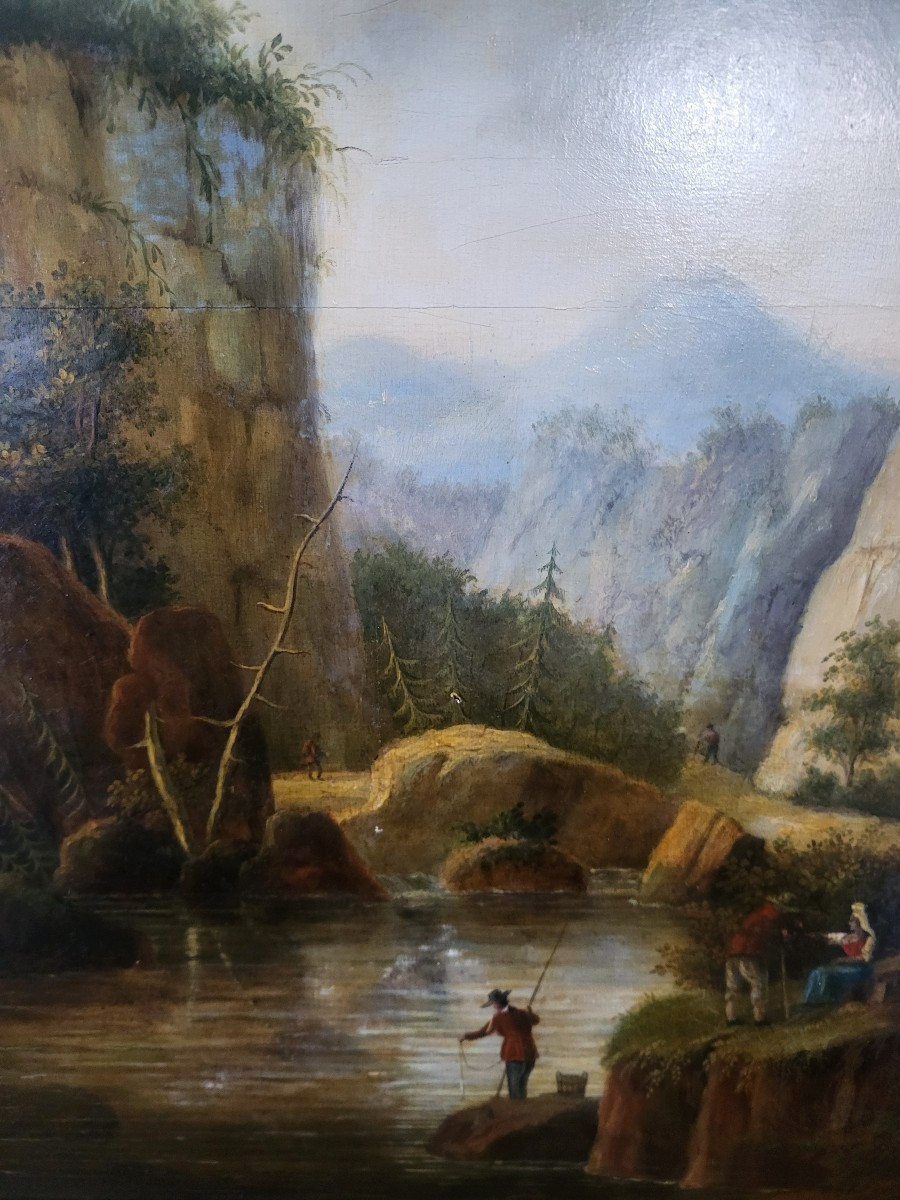 Paysage Suisse h/b signée  Henri Van Assche 1774-1841-photo-2