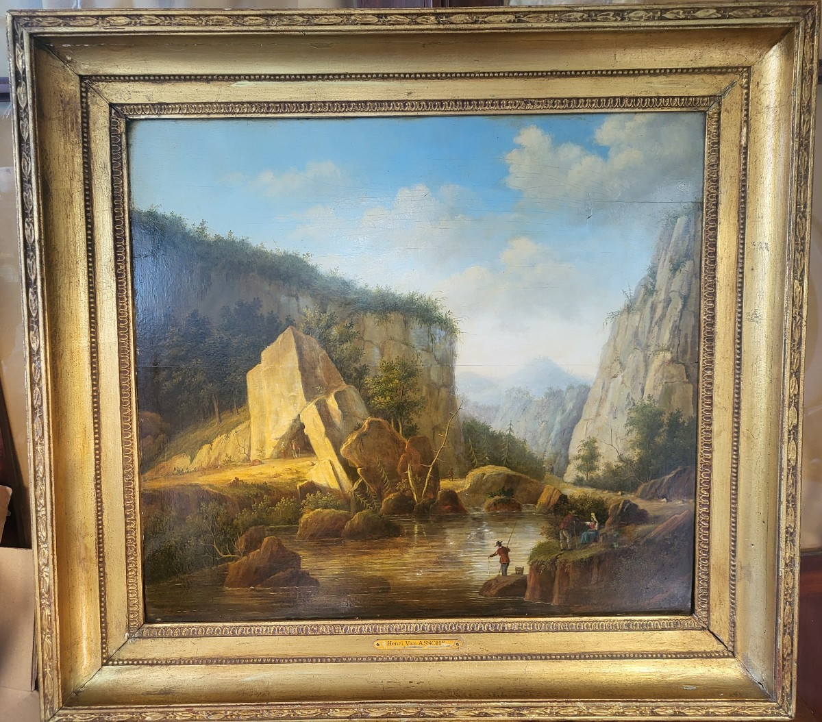 Paysage Suisse h/b signée  Henri Van Assche 1774-1841
