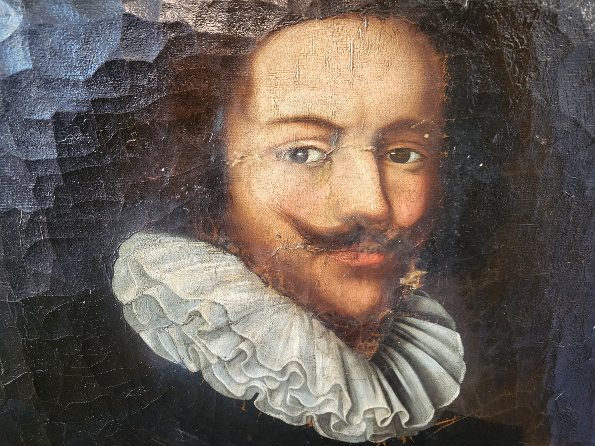 École Française c.1600  Homme à la  fraise h/t -photo-2