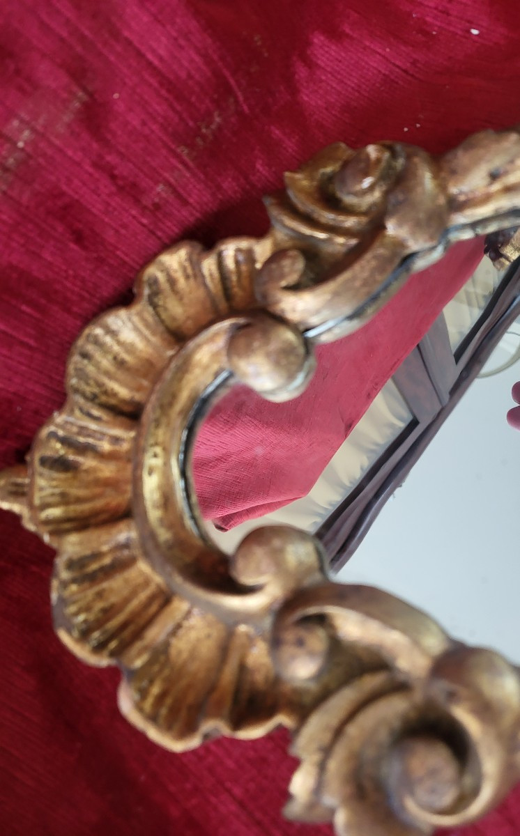 Paire de plaques de lumière  bois doré  miroir XIXe -photo-8